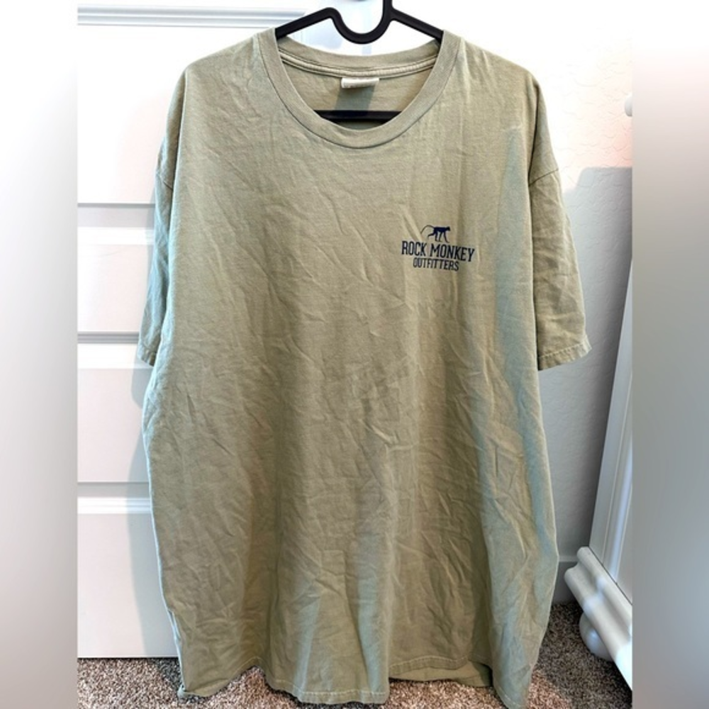 Men’s Printed Back‎ Olive Green T-Shirt-XL